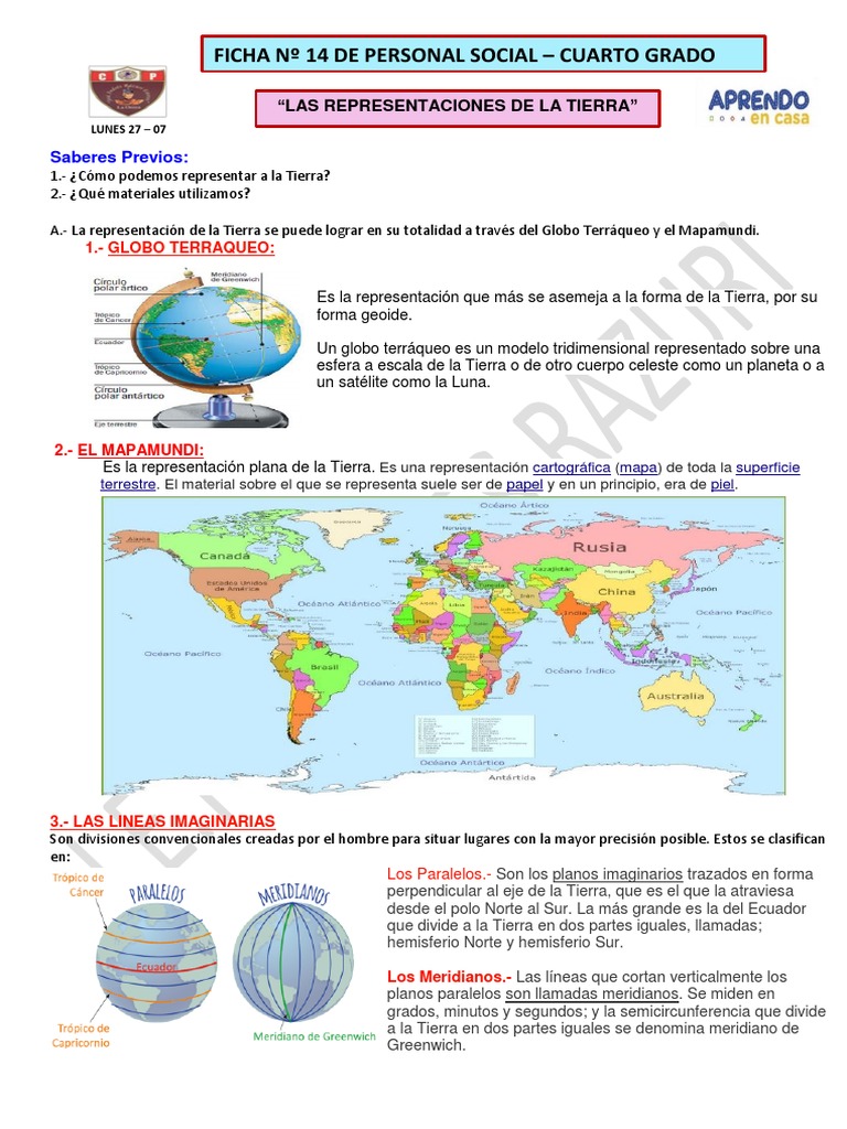 Ficha 14 Personal Social Representaciones De La Tierra 4to Lunes 20 D