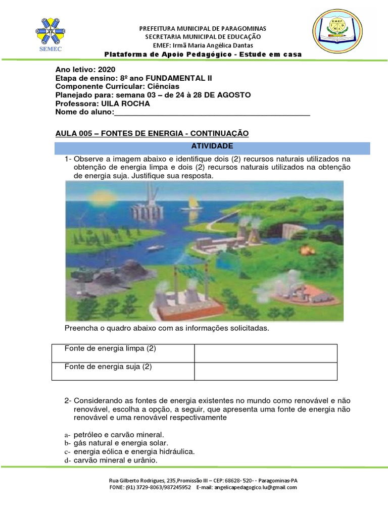 PDF) AS ENERGIAS RENOVÁVEIS E O AMBIENTE - ENER04