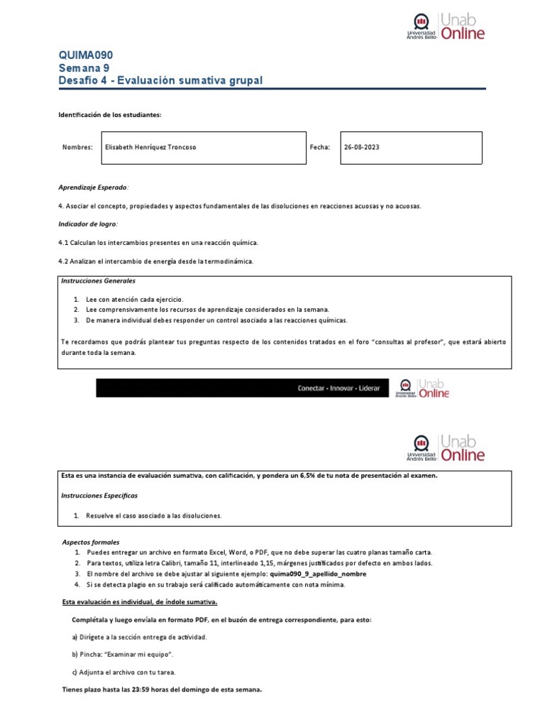 Quima090 - s9 - Entregable Henríquez Elisabeth | PDF