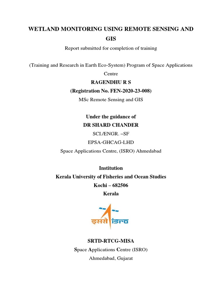 Wetland Monitoring Using Remote Sensing and Gis - 13092022 | PDF ...