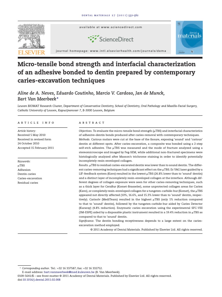 Micro Tensile Bond Strength And Interfacial Characterization Of An