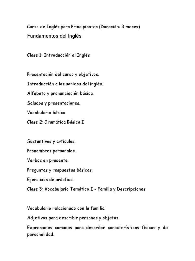 Curso De Inglés Para Principiantes Pdf