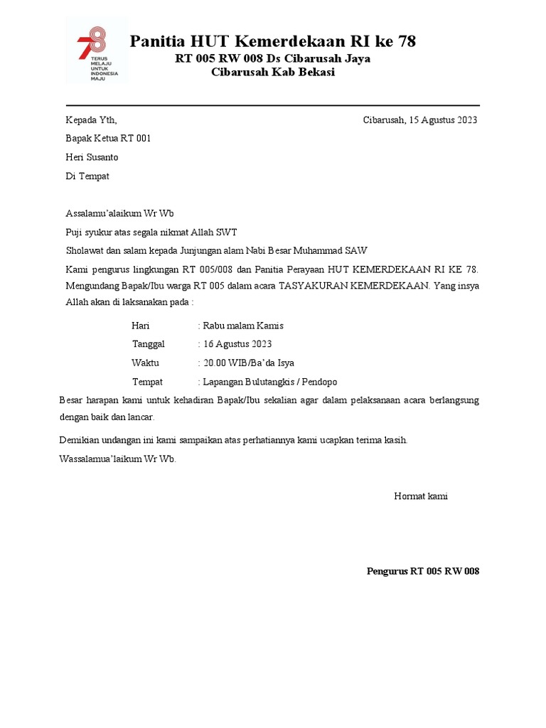 Surat Undangan RT | PDF