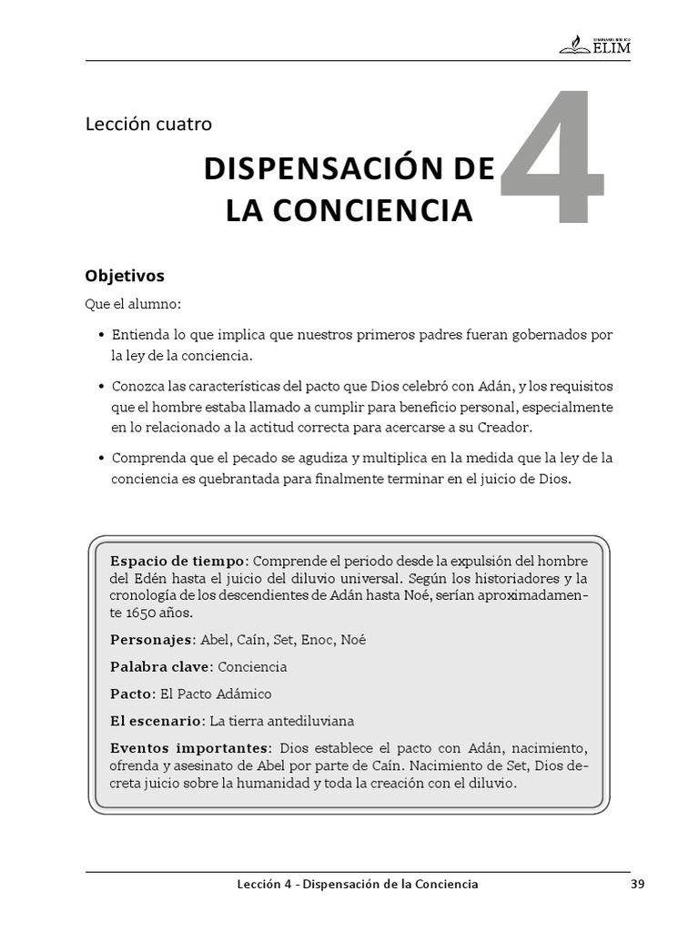 Lección 4 - La Dispensación de La Conciencia | PDF