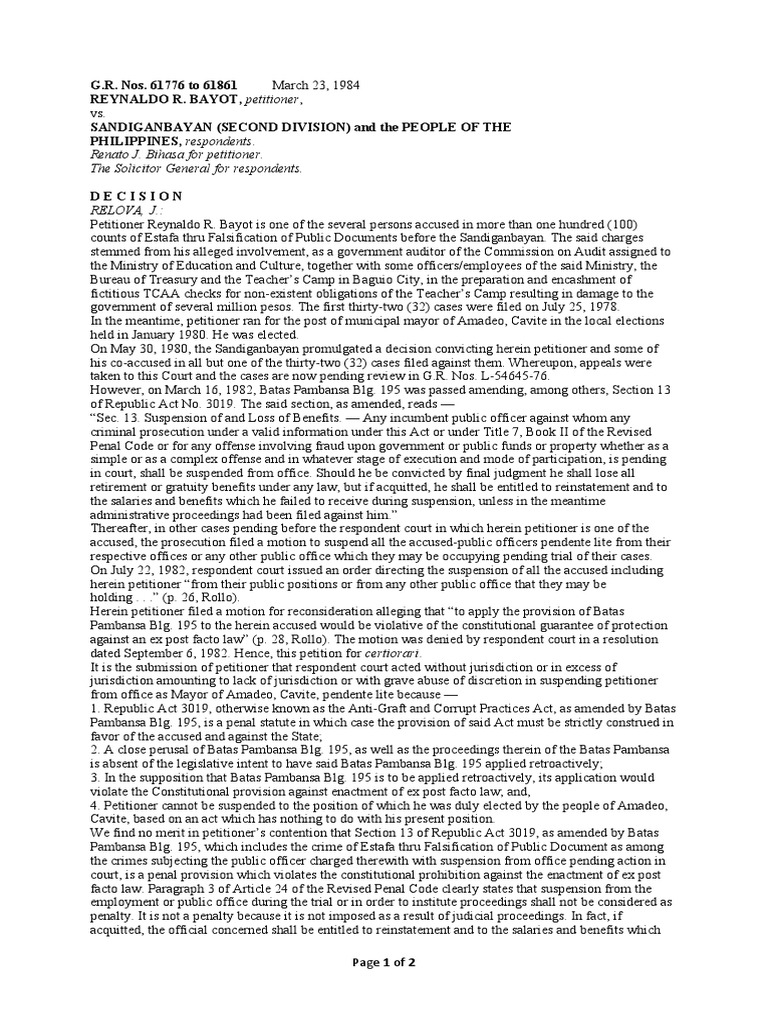 Bayot v sandiganbayan 128 scra 383 download free pdf ex post
