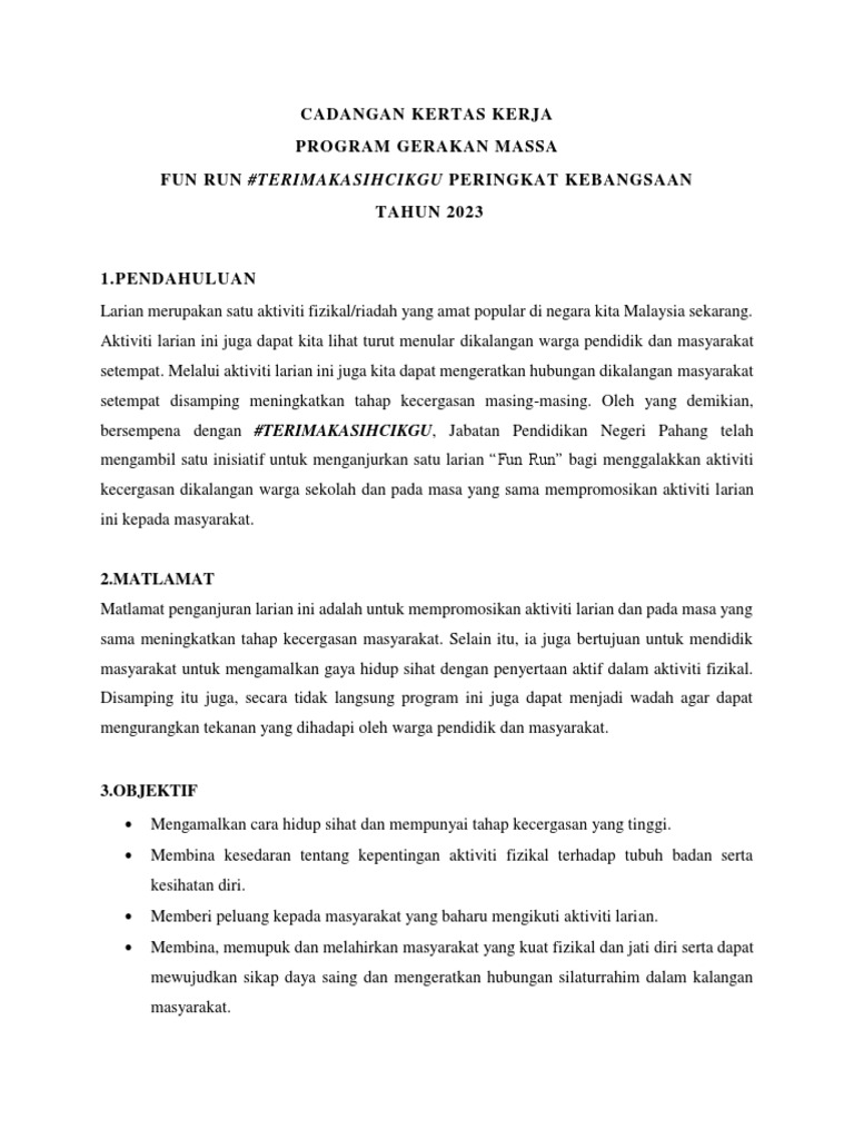 Proposal Fun Run Kebangsaan 2023 | PDF | Kesehatan Holistik