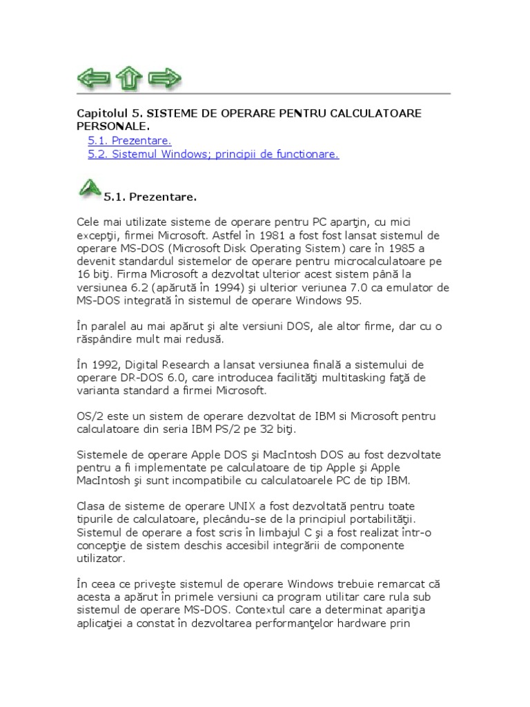 Capitolul 5. Sisteme de Operare Pentru Calculatoare Personale | PDF