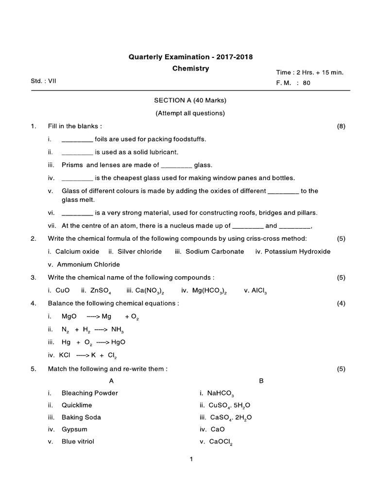Icse Class 7 Qty Chemistry 2018 PDF