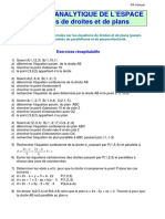 Geometrie Analytique de L'Espace Equations de Droites Et de Plans