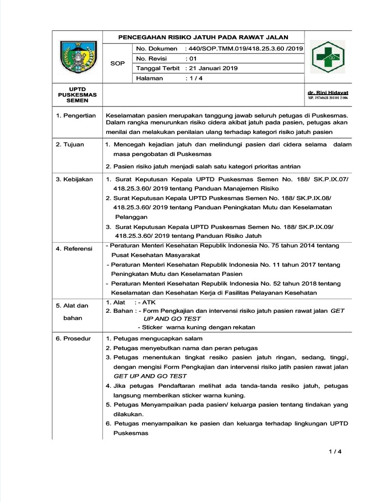 Pencegahan Risiko Jatuh Pasien Rawat Jalan Pdf