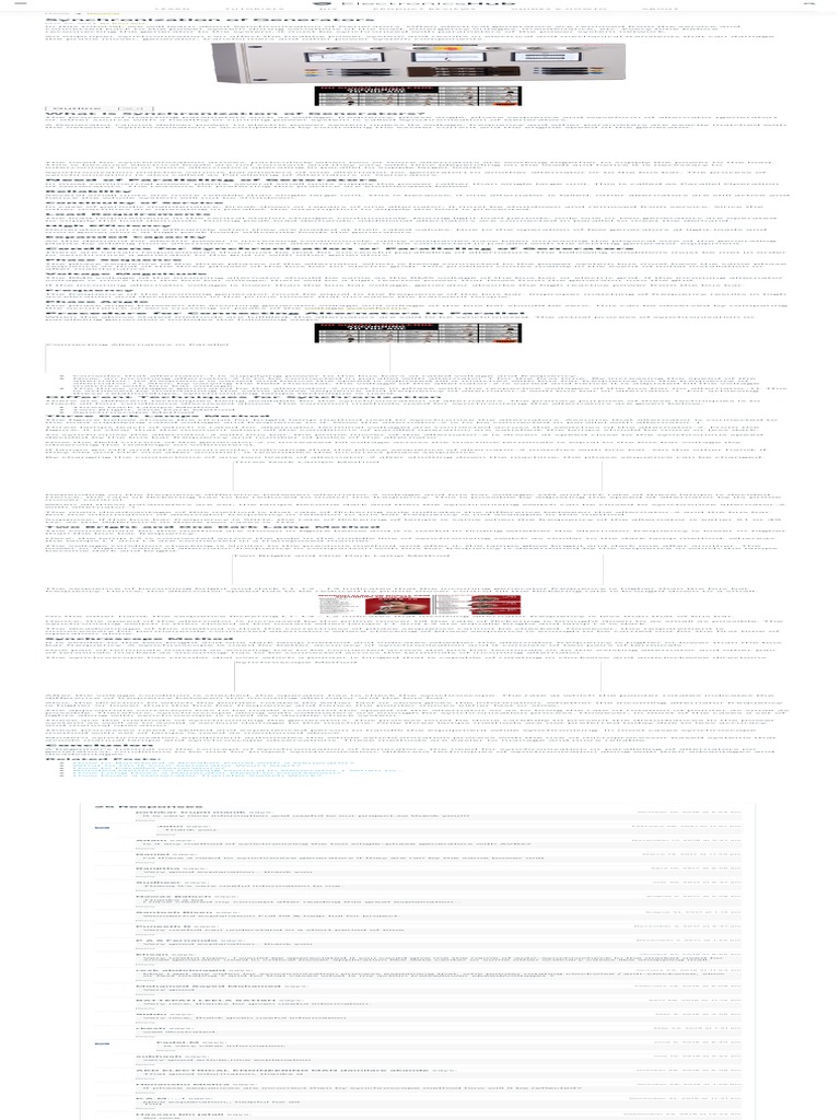 Synchronization of Generators - ElectronicsHub | PDF