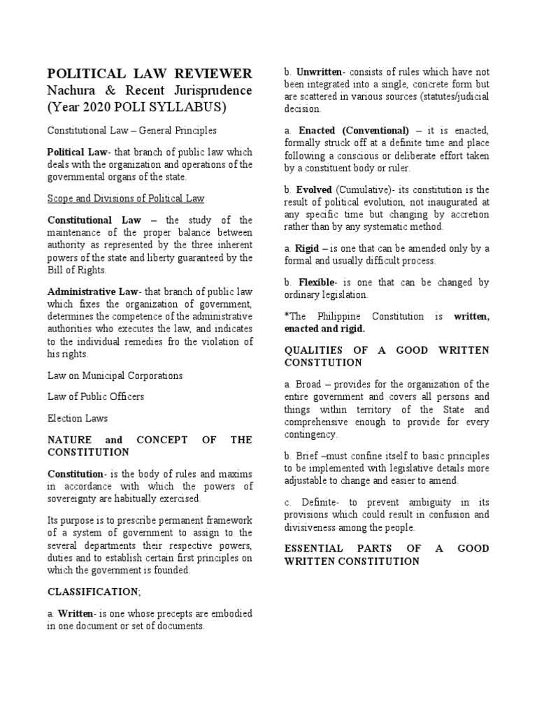 Political Law Reviewer by Nachura | PDF | Politics | Law