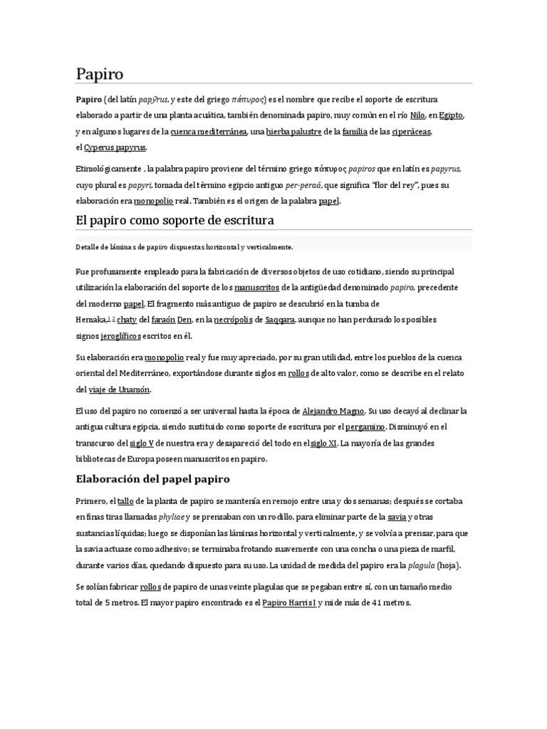Definición De Papiro En El Antiguo Egipto PAPIRO EGIPCIO PLANTA DEL