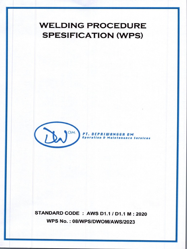 Welding Procedure Specification (WPS) - 08 AWS D1.1 SMAW A36 To SS400 ...