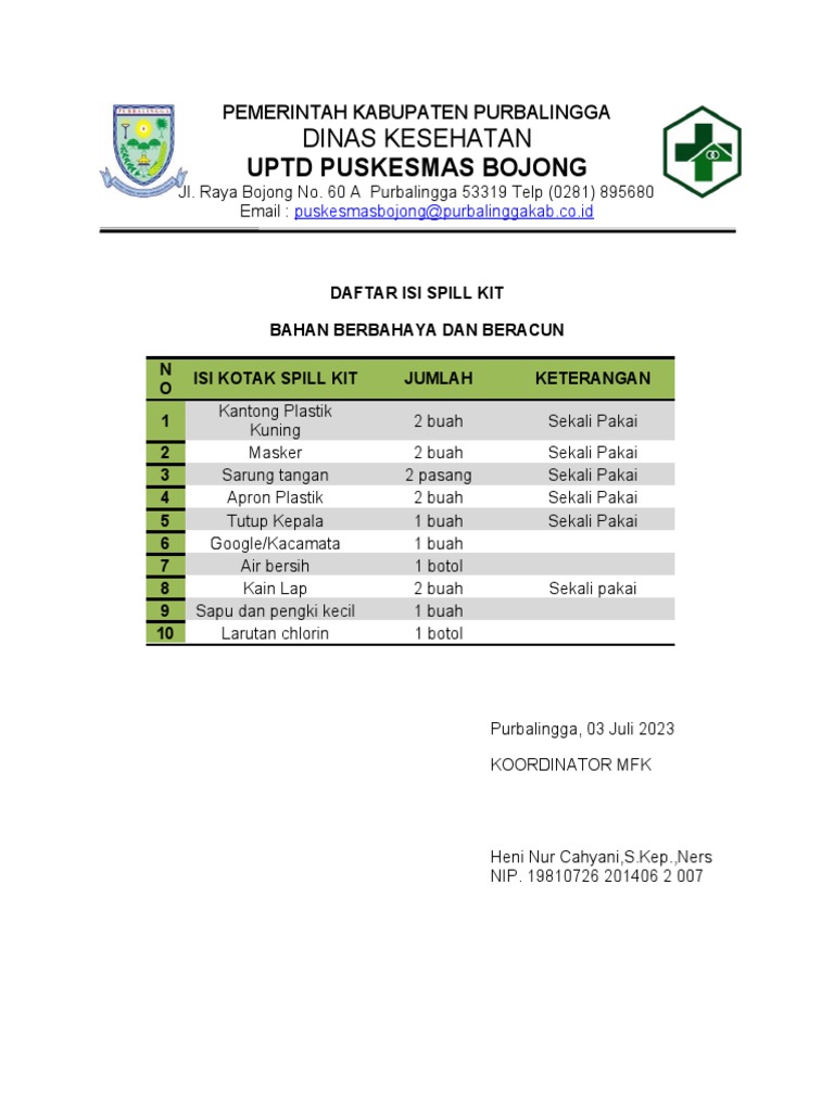 Daftar Isi Spill Kit PDF