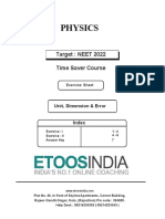 Unit Dimentsion and Error - Phy - NEET-TSC - ETOOS-EXERCISE PDF