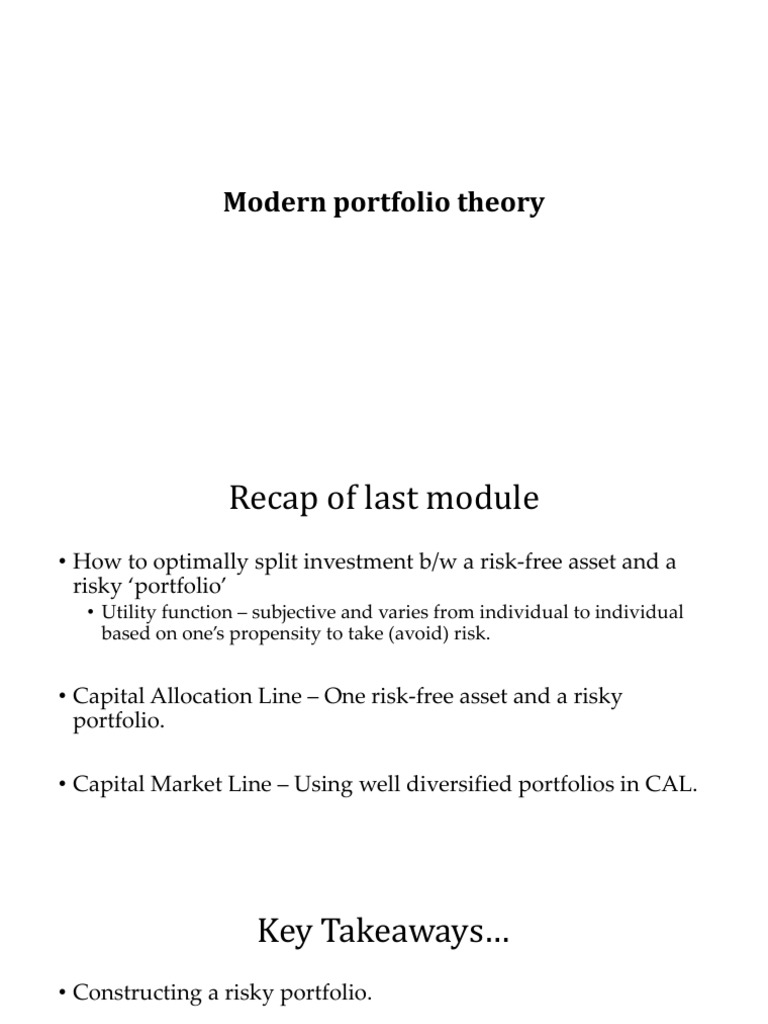 Modern Portfolio Theory PDF