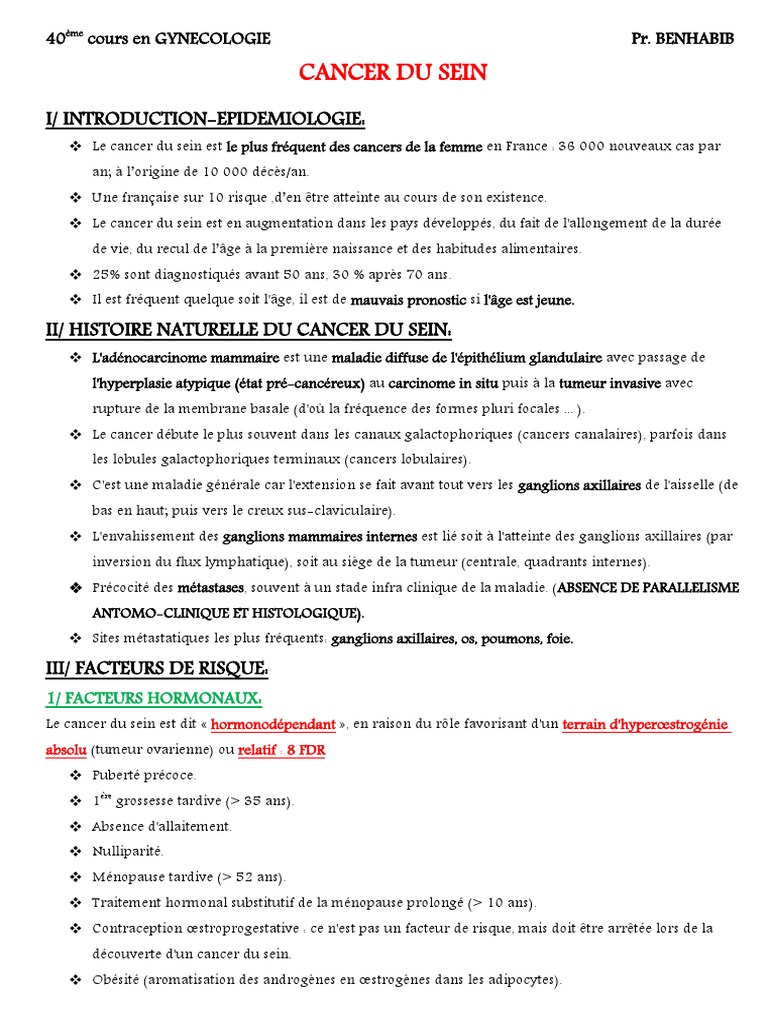 Cancer du sein : Épidémiologie et diagnostic | PDF | Cancer du sein ...