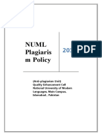 NUML Plagiarism Policy 2018