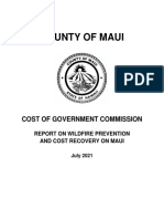 Maui County Report on Wildfire Prevention and Cost Recovery on Maui, July 2021