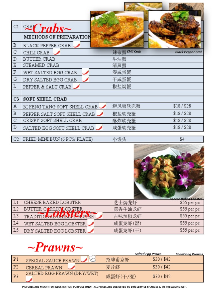 Pasir Ris Seafood Menu & Prices | PDF | Asian Cuisine | Food And Drink ...