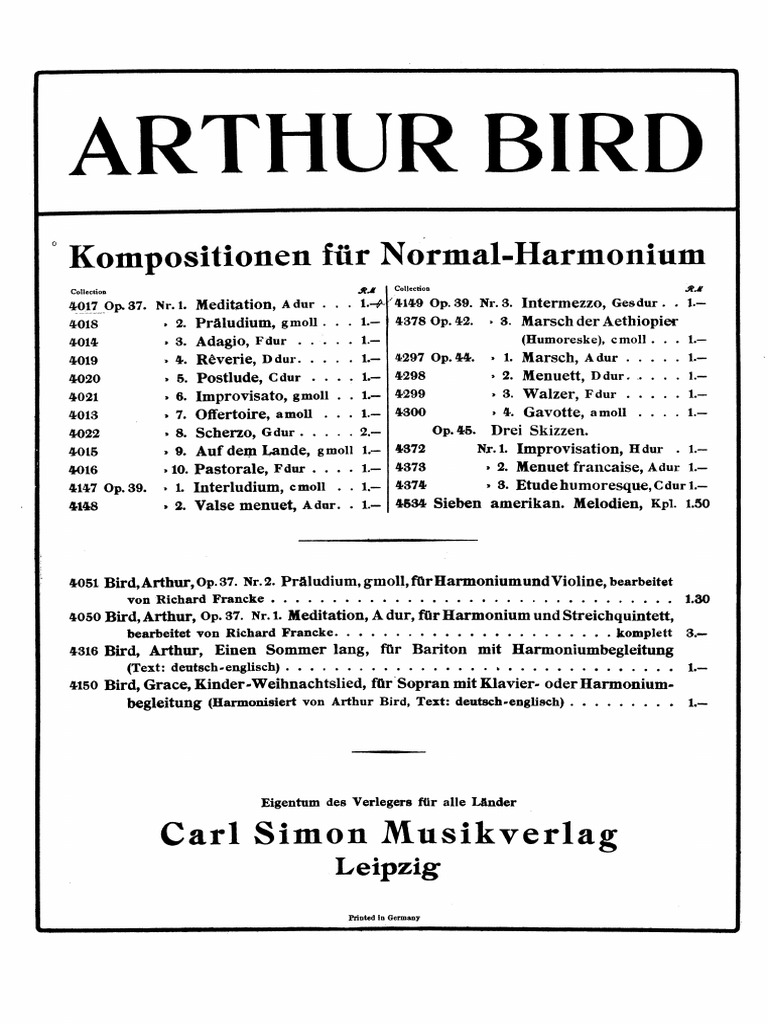Arthur Bird Voluntaries | PDF