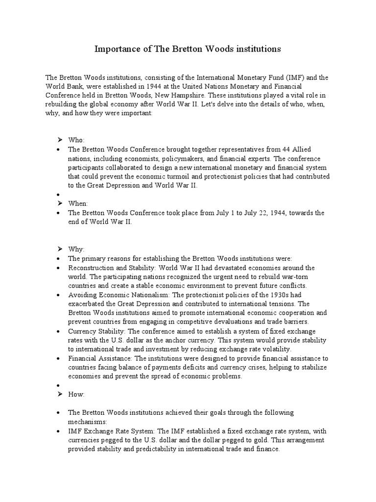 Bretton Woods: Global Economic Rebuilders | PDF | Bretton Woods System ...