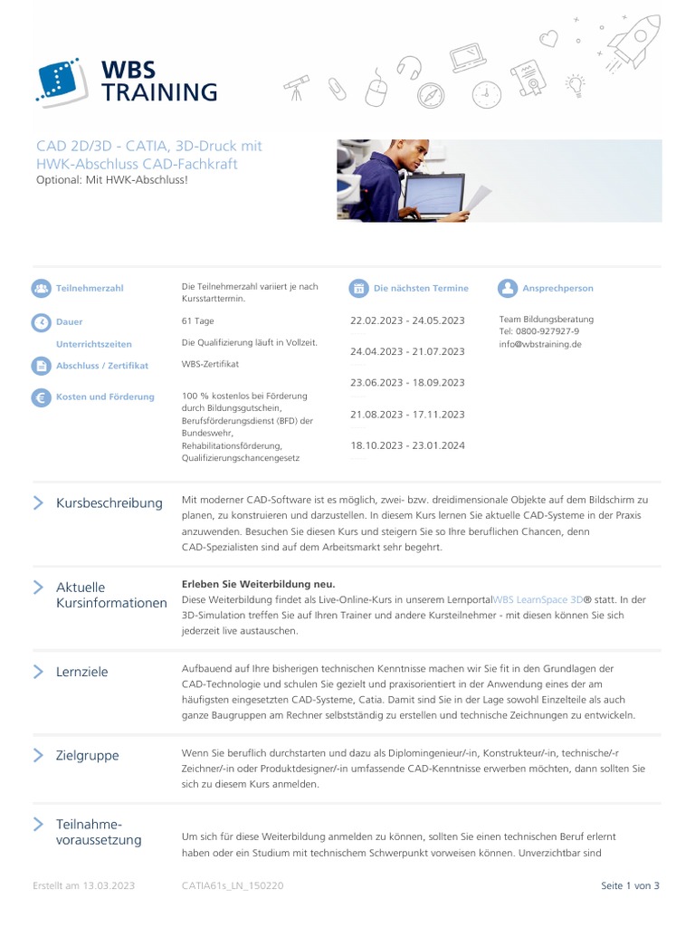 Cad 2d 3d Catia 1 CATIA61s - LN - 150220 WBS TRAINING AG | PDF