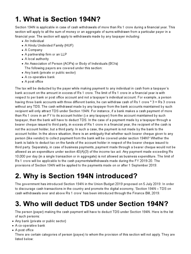 TDS on Cash Withdrawals Over ₹1 Crore | PDF | Finance & Money Management