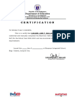 Certification: Department of Education