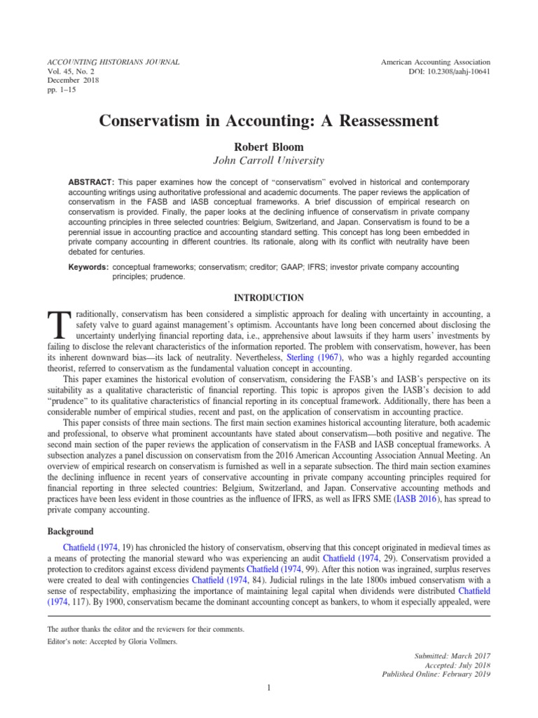 Reassessing Conservatism in Accounting | PDF | Financial Accounting ...