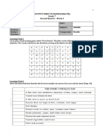 Activity Sheet Formative Test HEALTH 7 Q2