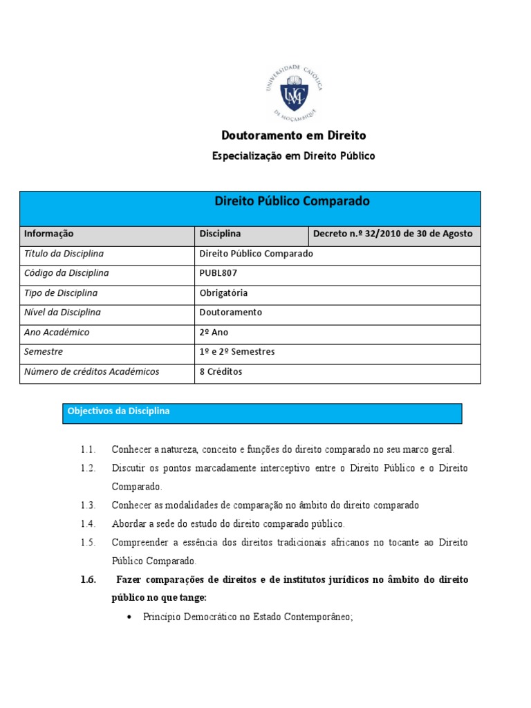 DIRITO PÚBLICO COMPARADO - PLANO TEMATICO (Guardado Automaticamente ...