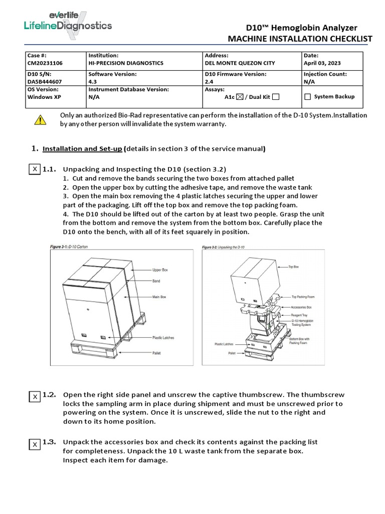 D10 Machine Installation ChecklistSignedSigned PDF Pump Valve