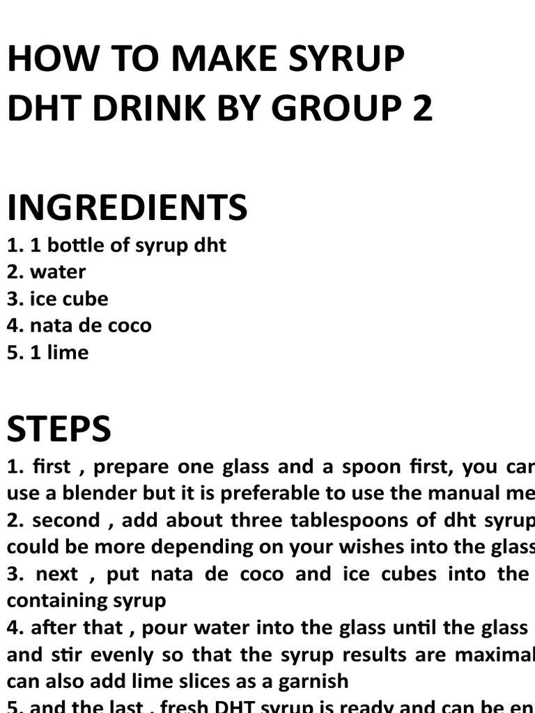 How To Make Syrup DHT Drink PDF