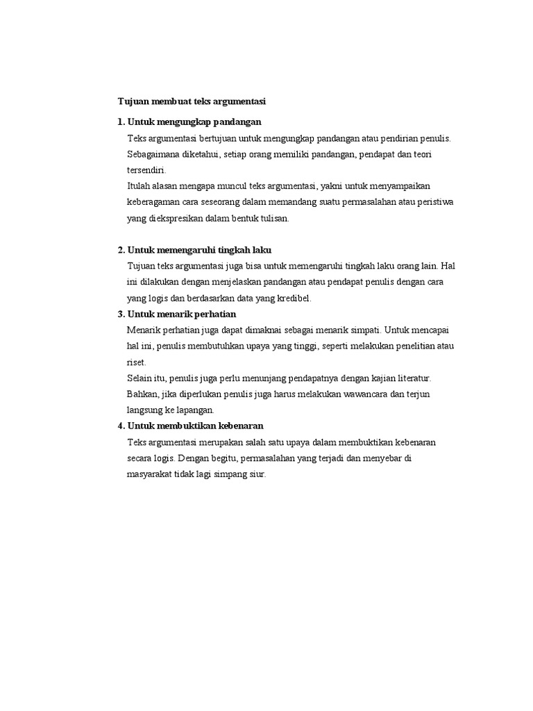 Tujuan Membuat Teks Argumentasi | PDF