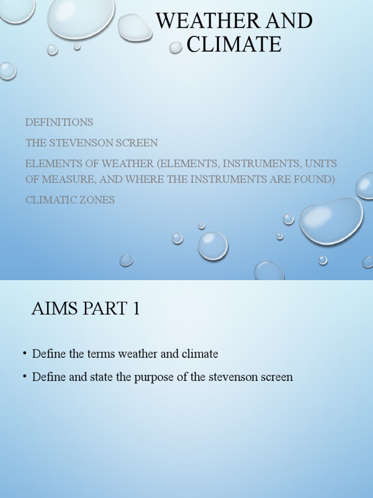 Weather and Climate, Elements of Weather CLimatic Zones 2020 PDF