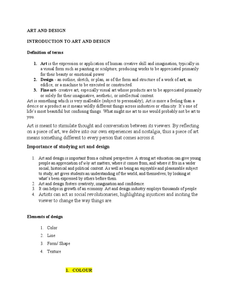 Art and Design Notes PDF Color Perspective (Graphical)