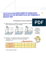 Proporcionalidad Directa Ejercicios Resueltos de Matemáticas de Primaria o Básico PDF