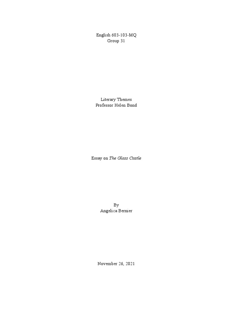 Glass Castle Essay PDF