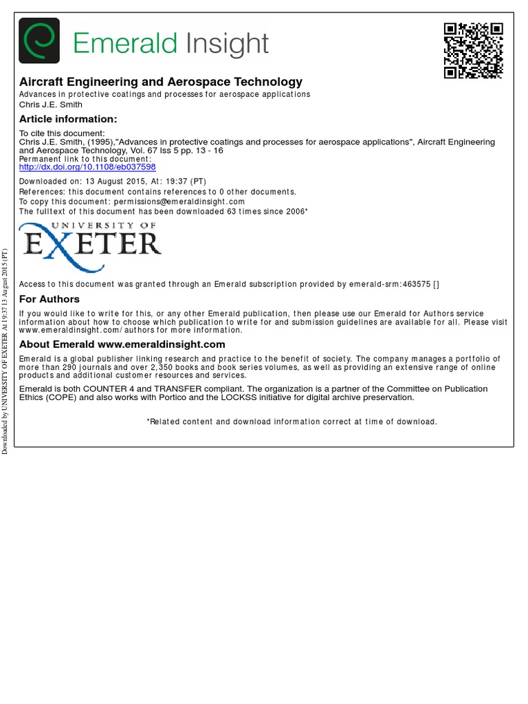 Advances in protective coatings and processes for aerospace