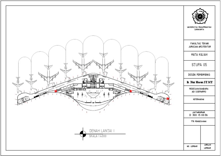 Denah LT 1 Bandara Adi Sumarmo Studio Perancangan Arsitektur 4 | PDF