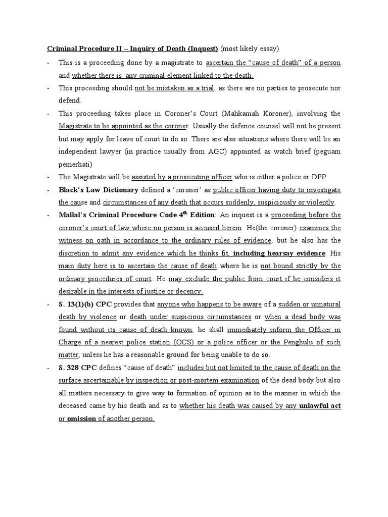 Inquest Procedures Explained | PDF | Prosecutor | Coroner