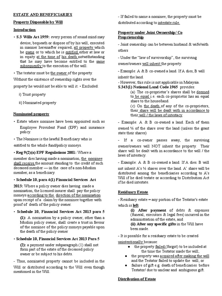 Estate Distribution and Will Drafting Guide | PDF | Intestacy | Will ...
