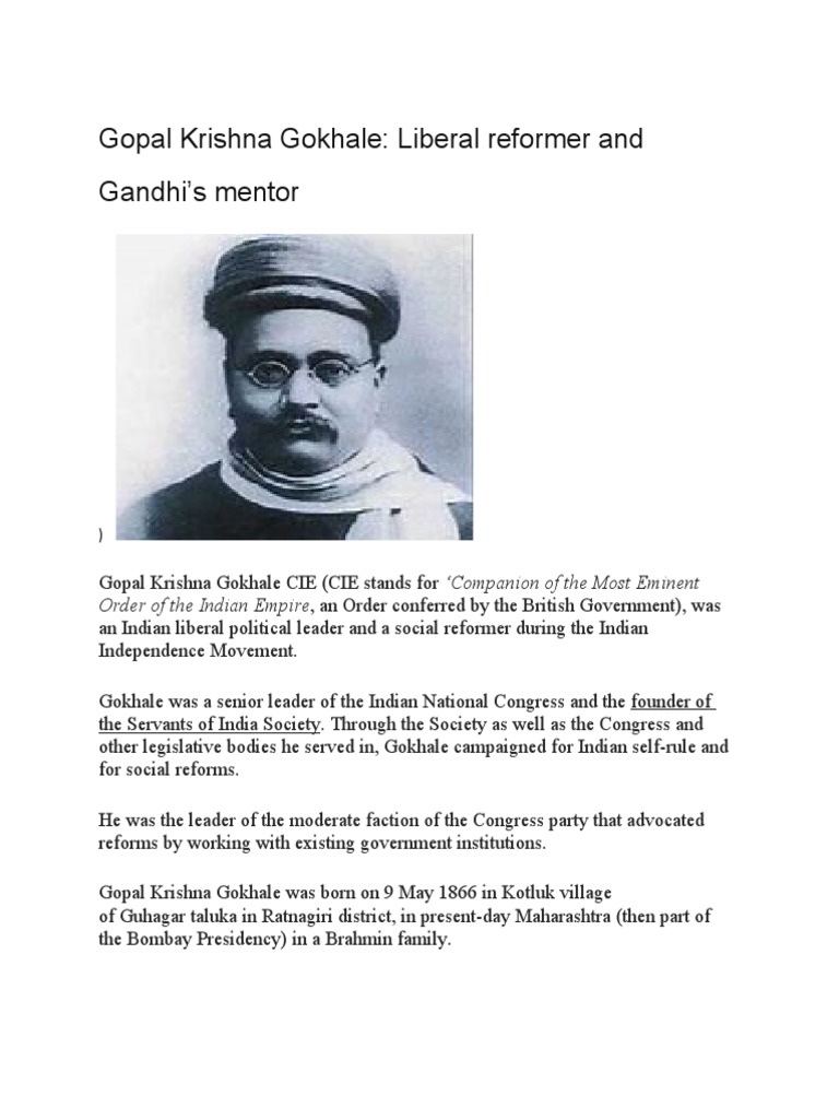 Gopal Krishna Gokhale: A Liberal Reformer | PDF