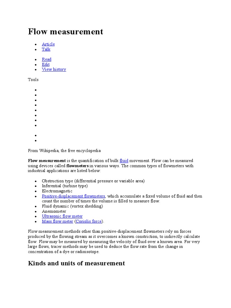 Flow Measurement PDF Flow Measurement Fluid Dynamics