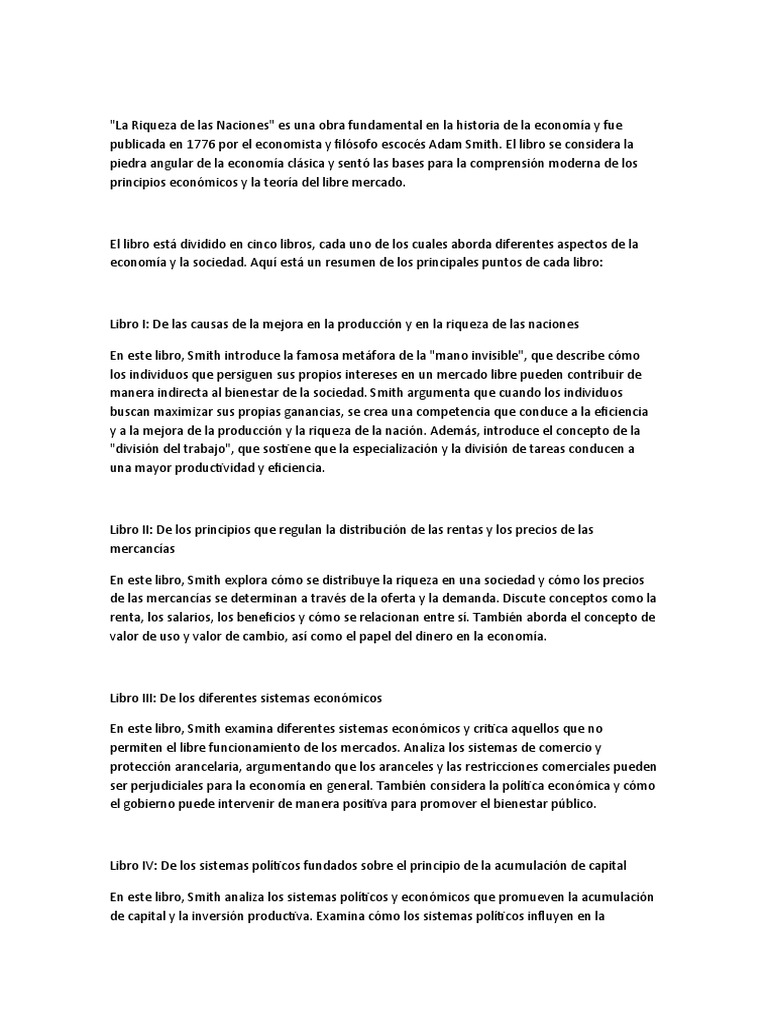 Fundamentos de La Riqueza de las Naciones | PDF | La riqueza de las ...