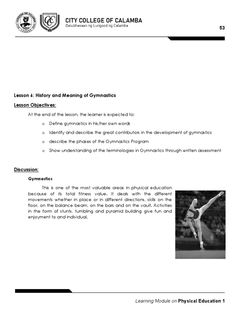 History and Meaning of Gymnastics | PDF | Science & Mathematics