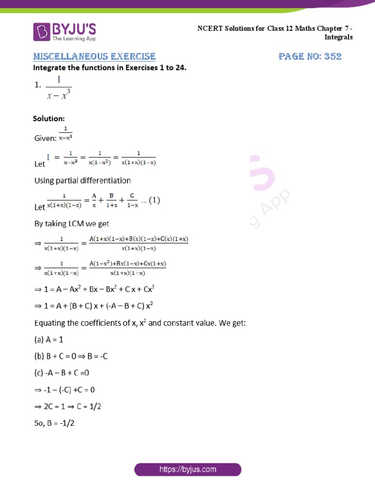 Class 12 Maths Integrals Solutions | PDF