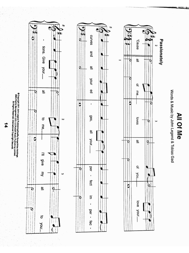 All of Me Easy Piano PDF